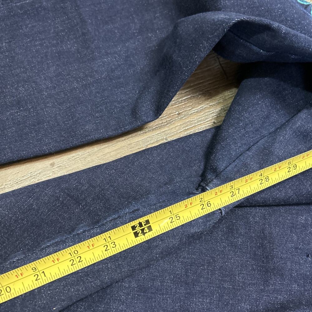 Johnny Was The Pull On Cropped Skinny Edwin Medium Embroidered Jeans size L - Picture 8 of 9